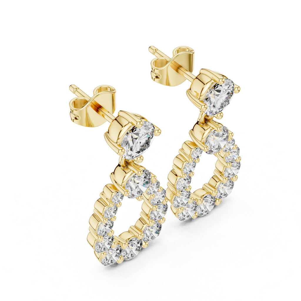 Open Teardrop Moissanite Drop Earrings – 925 Sterling Silver, 18K Gold Vermeil