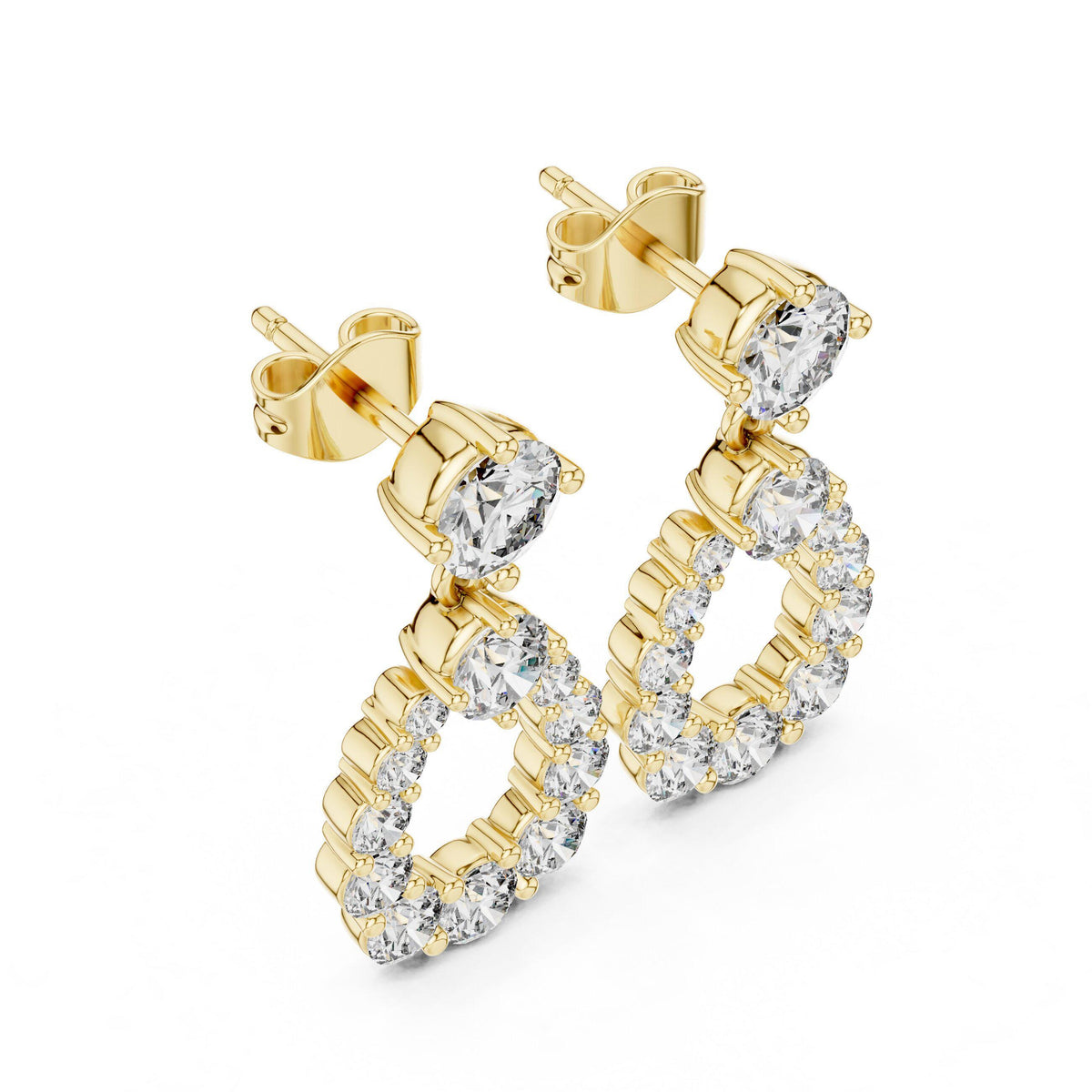 Open Teardrop Moissanite Drop Earrings – 925 Sterling Silver, 18K Gold Vermeil