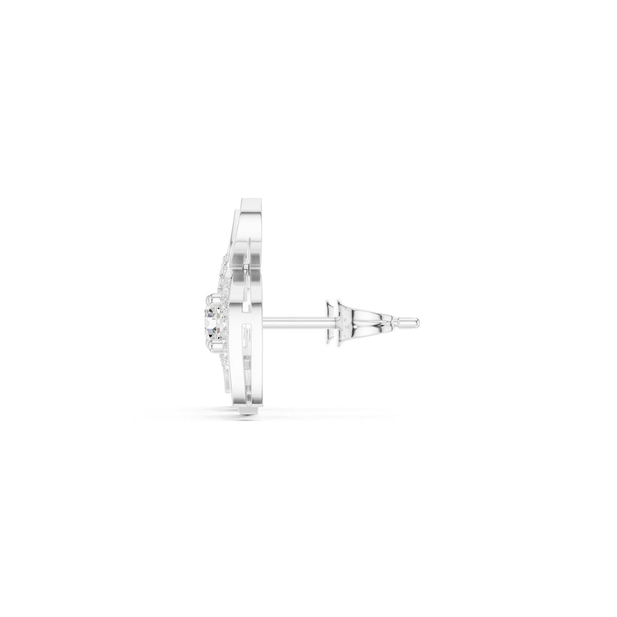 Moissanite Pavé Wing Stud Earrings – 925 Sterling Silver, 18K Gold Vermeil