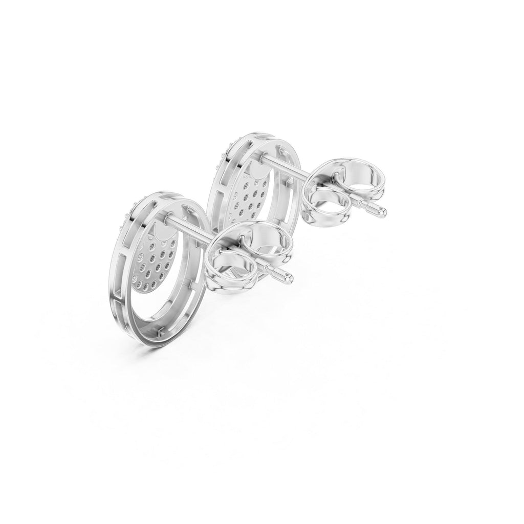 Moissanite Pavé Oval Disc Stud Earrings – 925 Sterling Silver, 18K Gold Vermeil