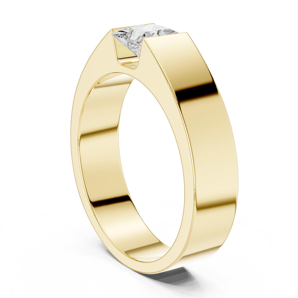 Men's 5.5mm Princess-Cut Moissanite Ring – 925 Sterling Silver, 18K Gold Vermeil