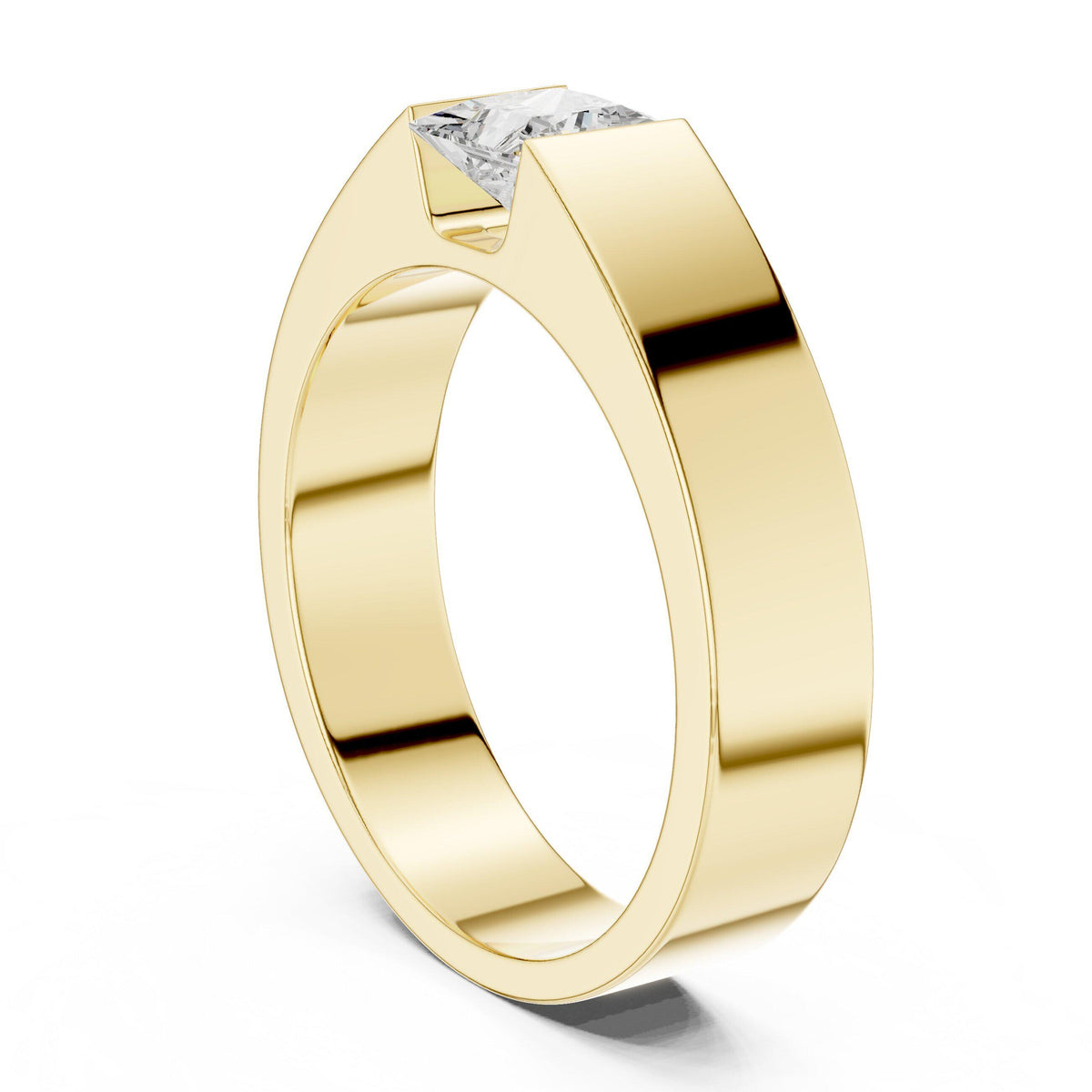 Men's 5.5mm Princess-Cut Moissanite Ring – 925 Sterling Silver, 18K Gold Vermeil
