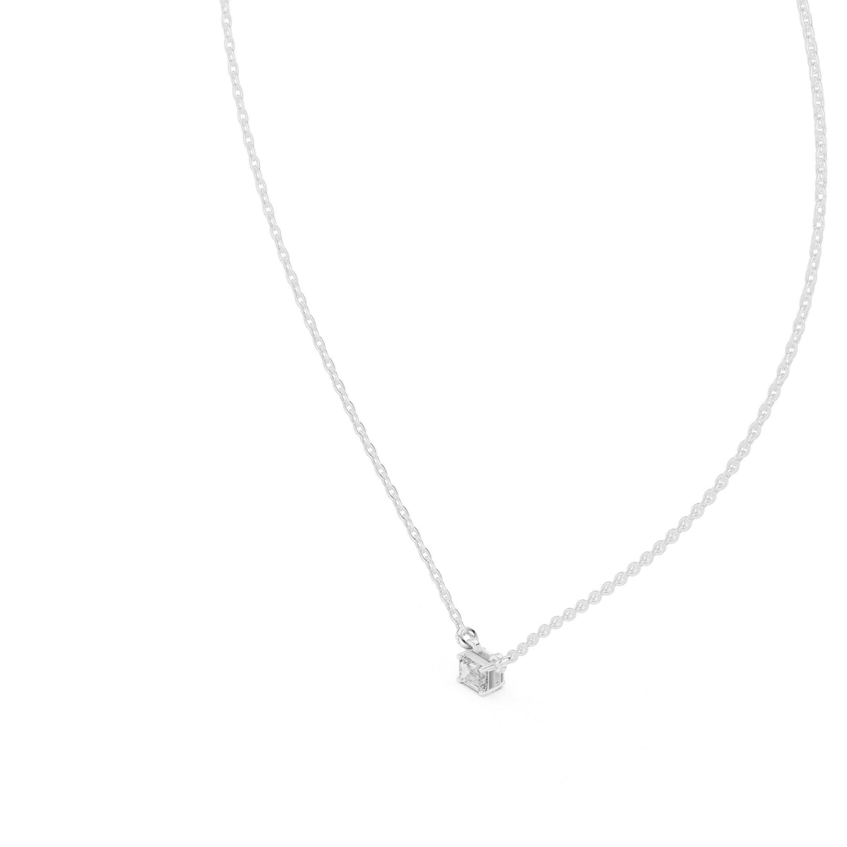 Emerald-Cut Moissanite East-West Solitaire Necklace – 925 Sterling Silver, 18K Gold Vermeil