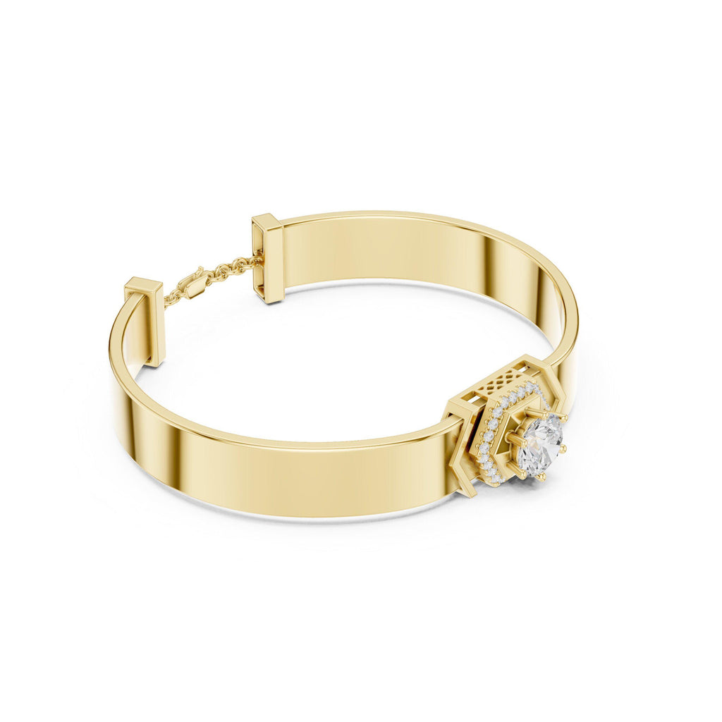 18K Gold Vermeil Men's Moissanite Cuff Bracelet | 925 Sterling Silver, Modern Luxury