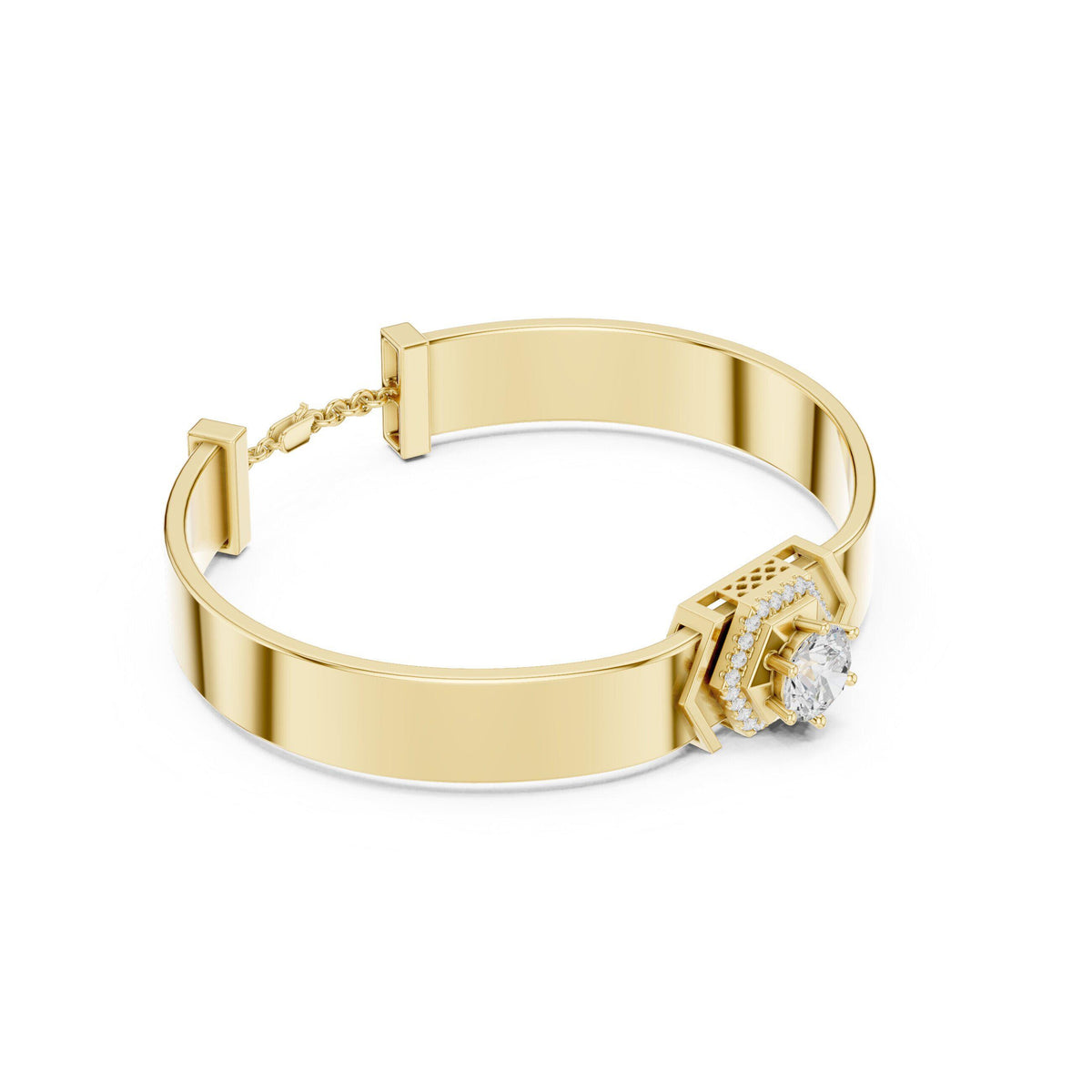 18K Gold Vermeil Men's Moissanite Cuff Bracelet | 925 Sterling Silver, Modern Luxury