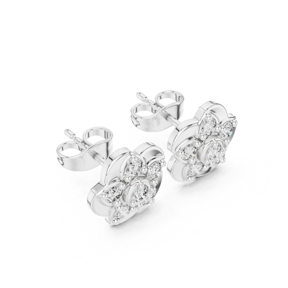 Moissanite Rose Bloom Stud Earrings – 925 Sterling Silver, 18K Gold Vermeil