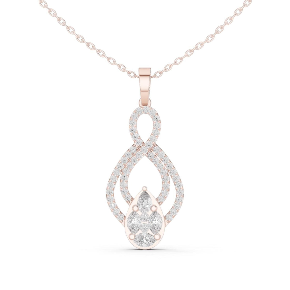 Pear Moissanite Cluster Teardrop Pendant Necklace – 925 Sterling Silver, 18K Gold Vermeil