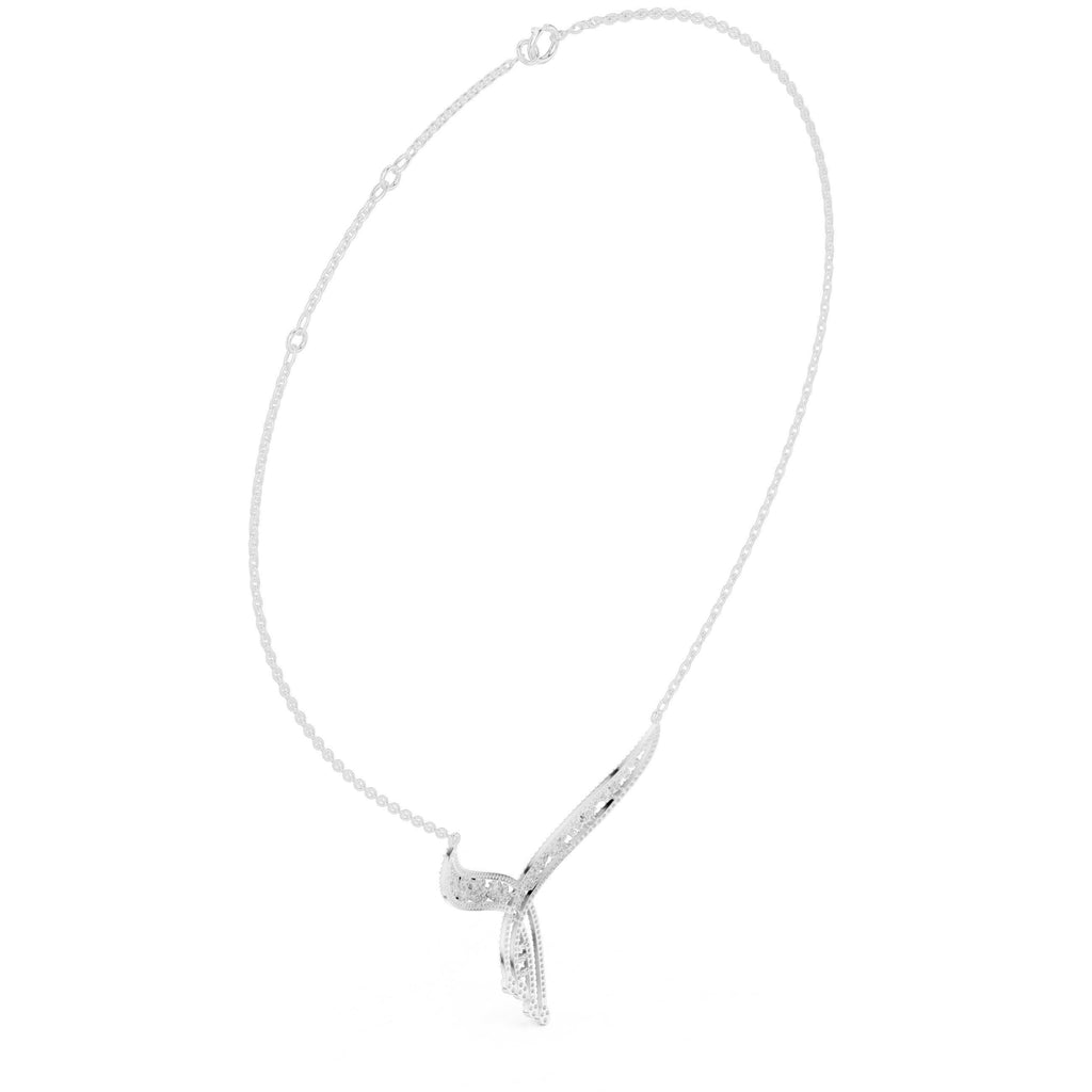 Moissanite Pavé Swirl Ribbon Necklace – 925 Sterling Silver, 18K Gold Vermeil