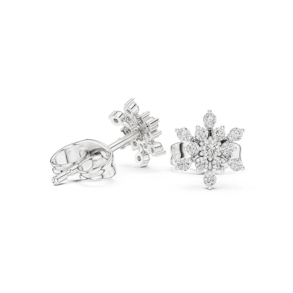 Moissanite Snowflake Cluster Stud Earrings – 925 Sterling Silver, 18K Gold Vermeil