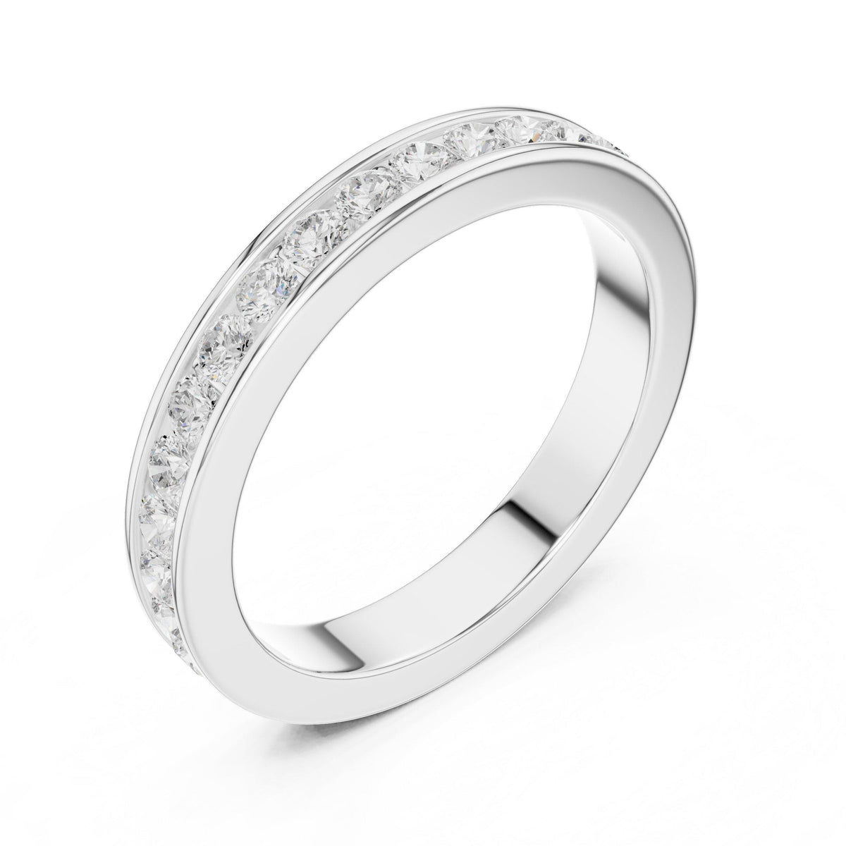 Men's Slim Channel-Set Moissanite Band – 925 Sterling Silver, 18K Gold Vermeil