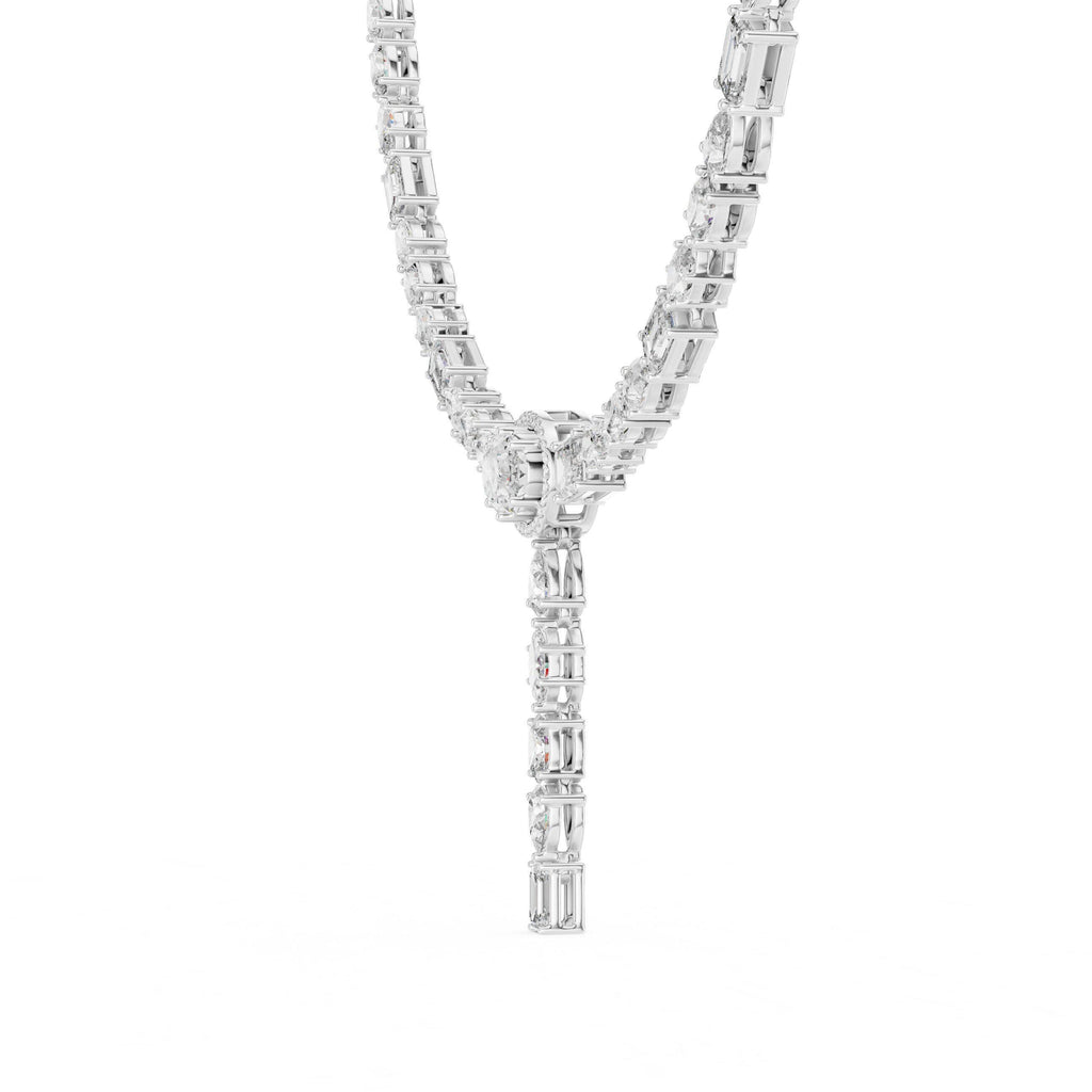 Mixed-Cut Moissanite Lariat Tennis Necklace – 925 Sterling Silver, 18K Gold Vermeil