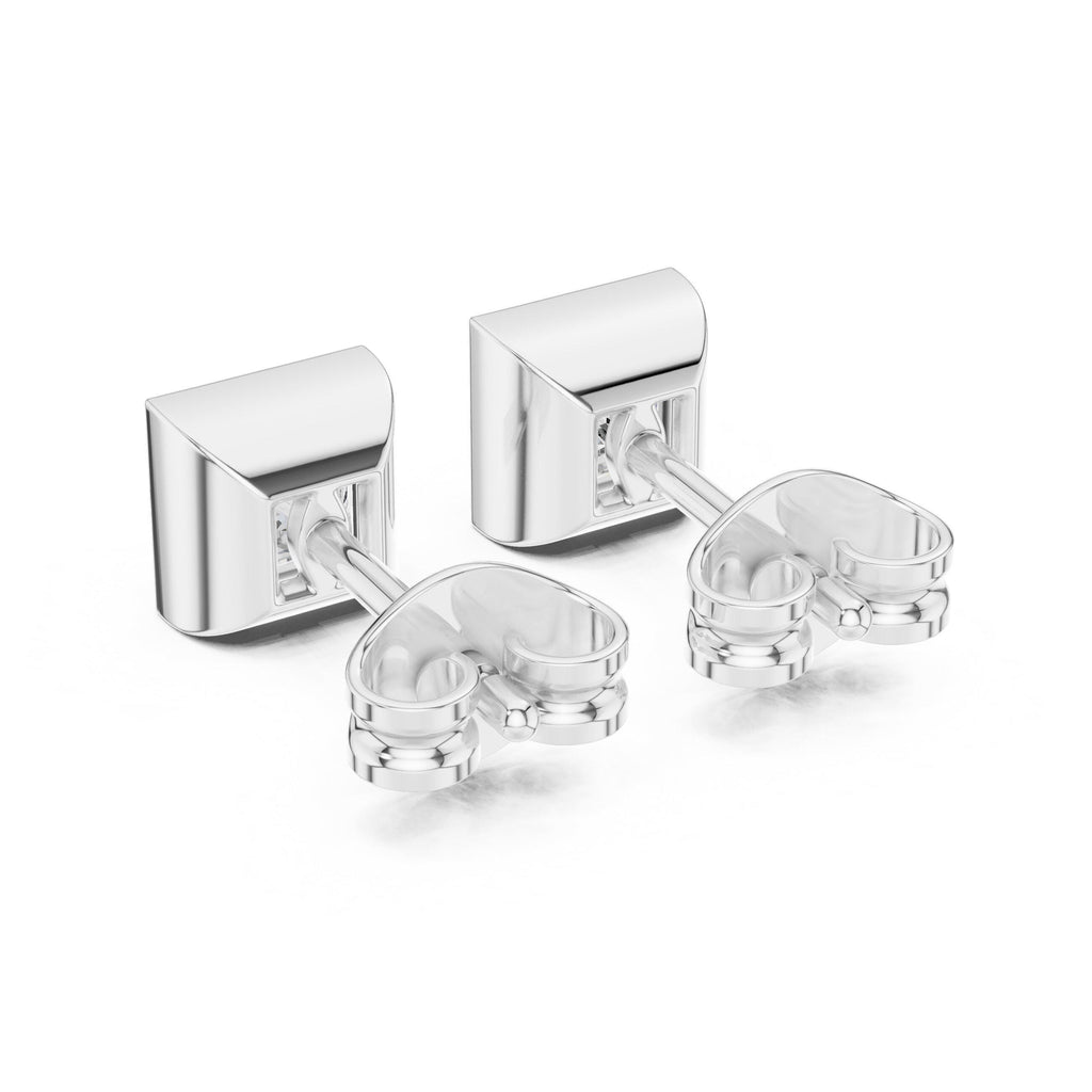 Princess Moissanite Bezel Stud Earrings – 925 Sterling Silver, 18K Gold Vermeil