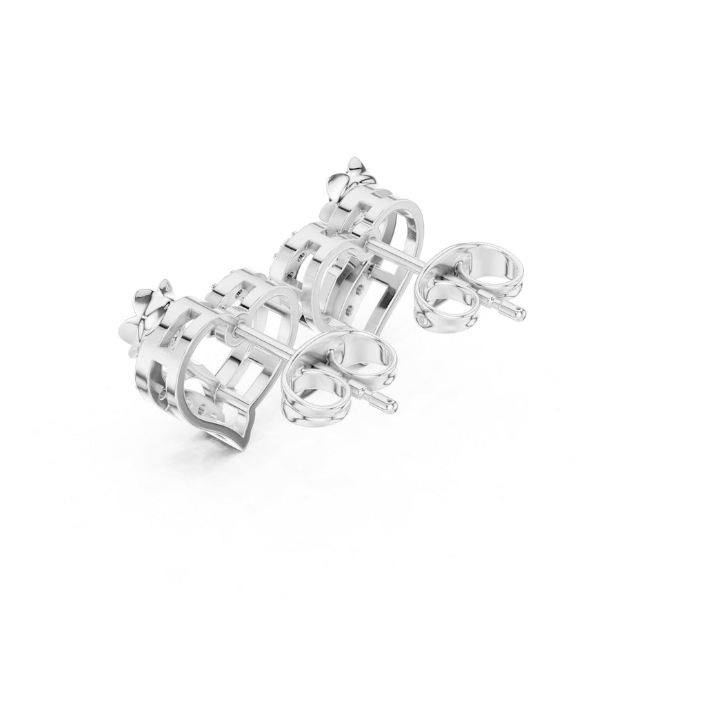 Moissanite Rose & Heart Stud Earrings – 925 Sterling Silver, 18K Gold Vermeil
