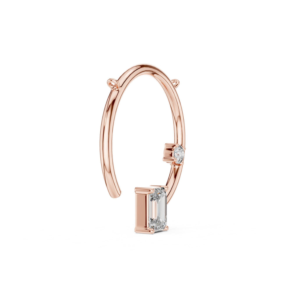 Emerald-Cut Moissanite Open Circle Pendant Necklace – 925 Sterling Silver, 18K Gold Vermeil