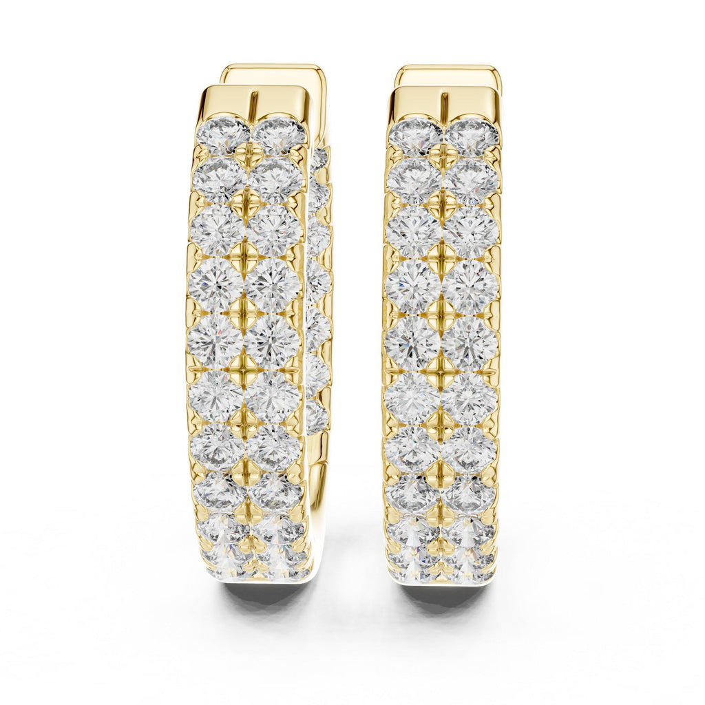 Moissanite Pavé Double-Row Wide Hoop Earrings – 925 Sterling Silver, 18K Gold Vermeil