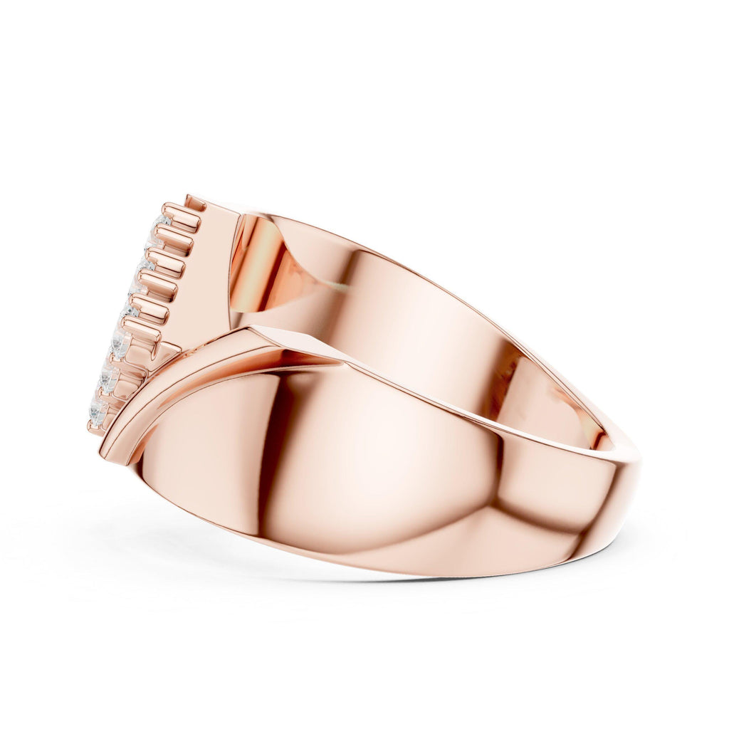 Men's Twisted Bypass Ring with Square Pavé Cluster – 925 Sterling Silver, 18K Gold Vermeil