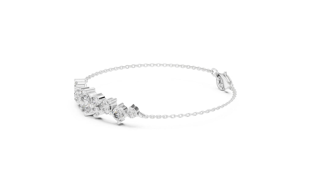 Graduated Moissanite Cluster Chain Bracelet – 925 Sterling Silver, 18K Gold Vermeil