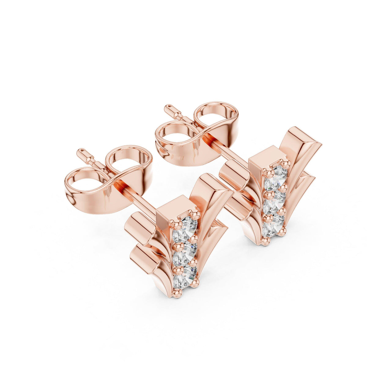 Moissanite Tulip Bar Stud Earrings – 925 Sterling Silver, 18K Gold Vermeil