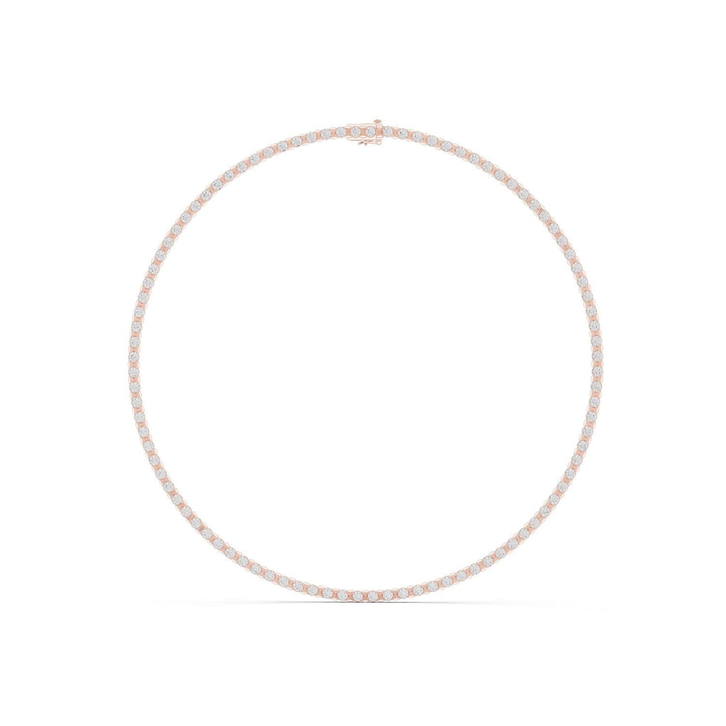 Round Moissanite Tennis Necklace – 925 Sterling Silver, 18K Gold Vermeil