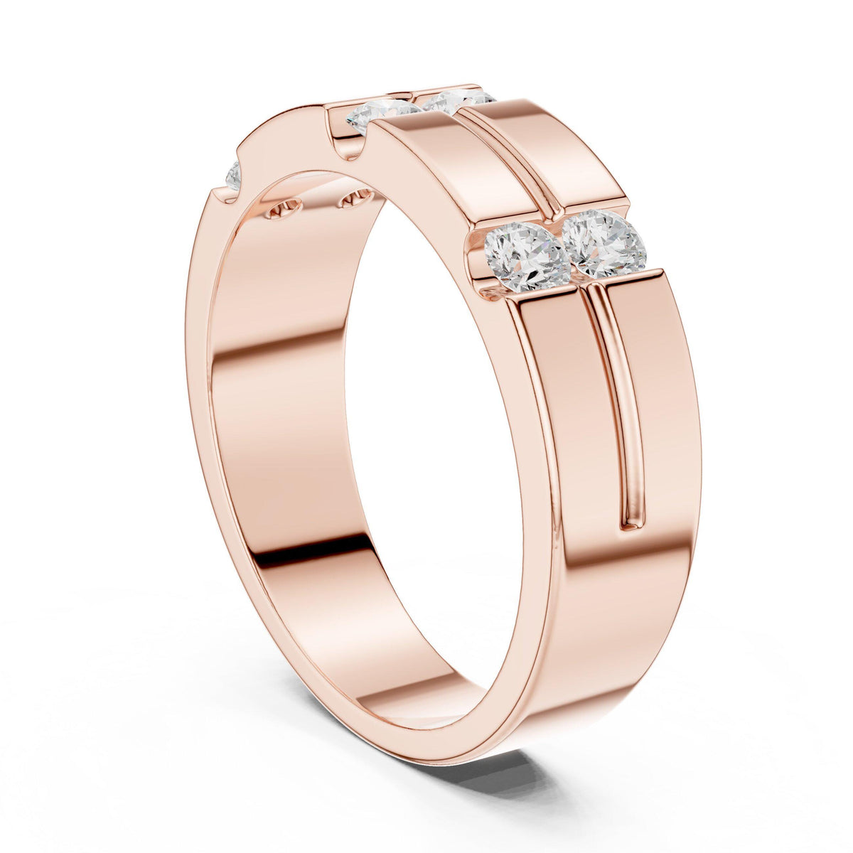 Men's Wide Band with Twin Pavé Bars – 925 Sterling Silver, 18K Gold Vermeil
