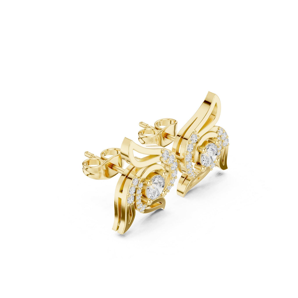 Moissanite Pavé Wing Stud Earrings – 925 Sterling Silver, 18K Gold Vermeil