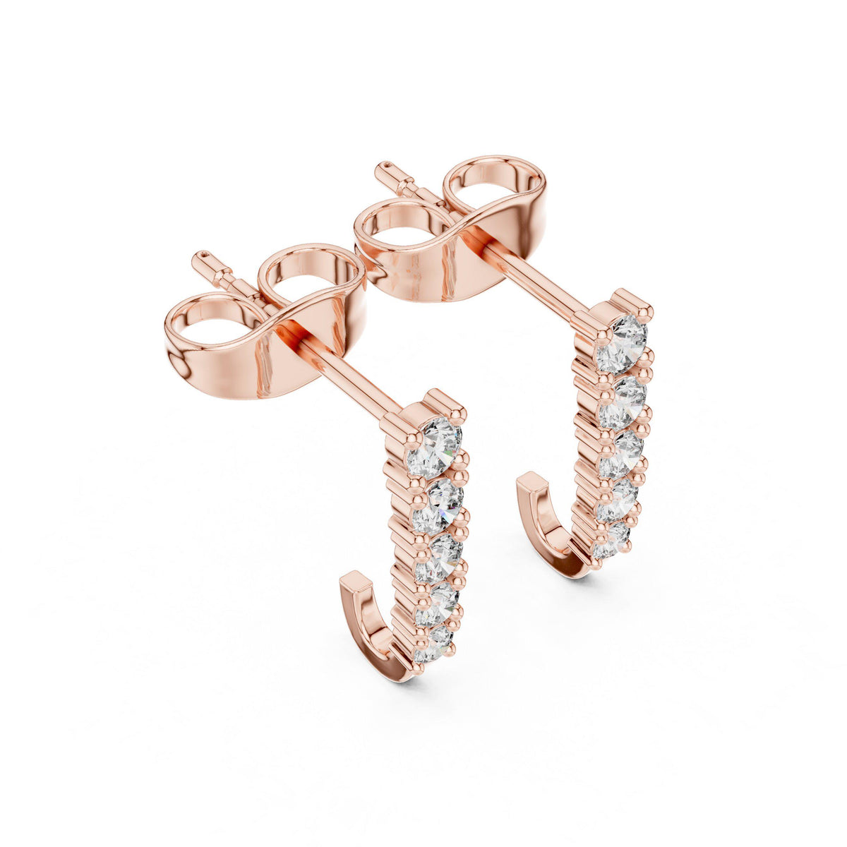 Moissanite Five-Stone Bar Stud Earrings – 925 Sterling Silver, 18K Gold Vermeil