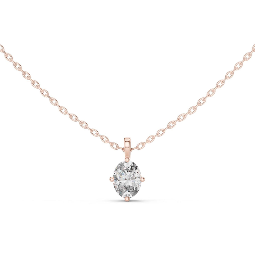 Oval Moissanite Four-Prong Solitaire Necklace – 925 Sterling Silver, 18K Gold Vermeil