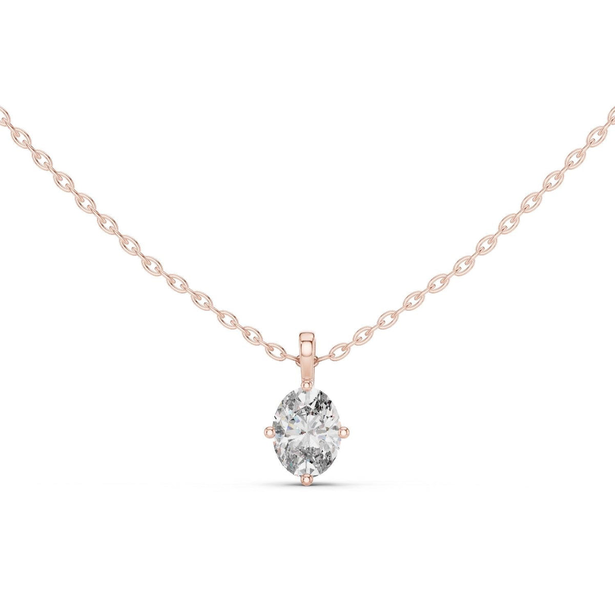 Oval Moissanite Four-Prong Solitaire Necklace – 925 Sterling Silver, 18K Gold Vermeil
