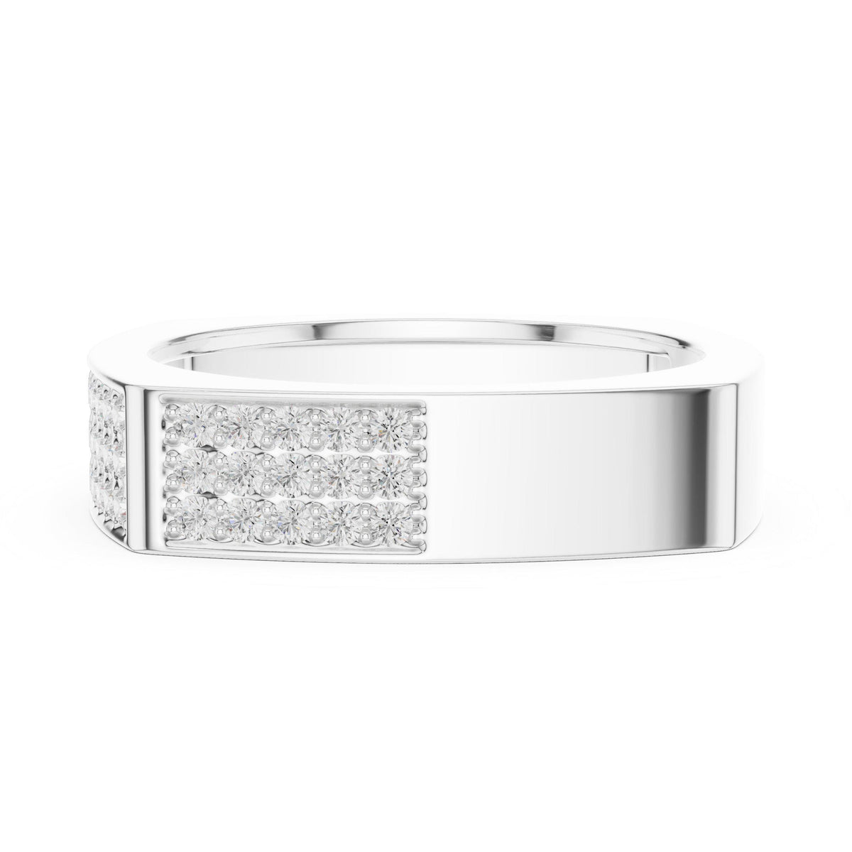 Men's Square-Profile Pavé Moissanite Band – 925 Sterling Silver, 18K Gold Vermeil