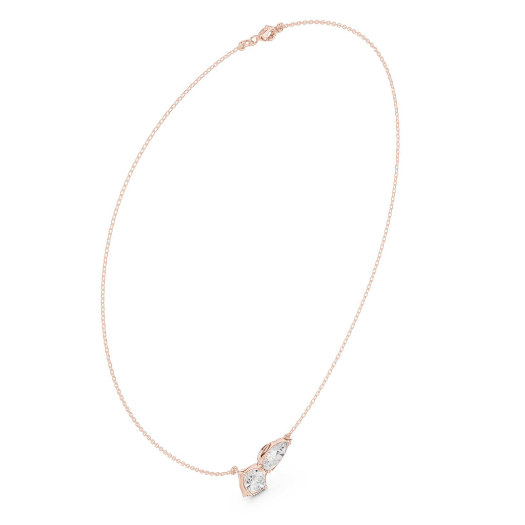 Pear & Marquise Moissanite Leaf Necklace – 925 Sterling Silver, 18K Gold Vermeil
