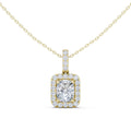 Cushion Moissanite Halo Pendant Necklace – 925 Sterling Silver, 18K Gold Vermeil