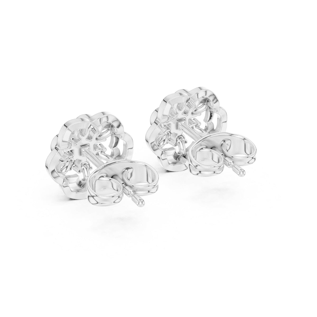 Moissanite Flower Rosette Stud Earrings – 925 Sterling Silver, 18K Gold Vermeil