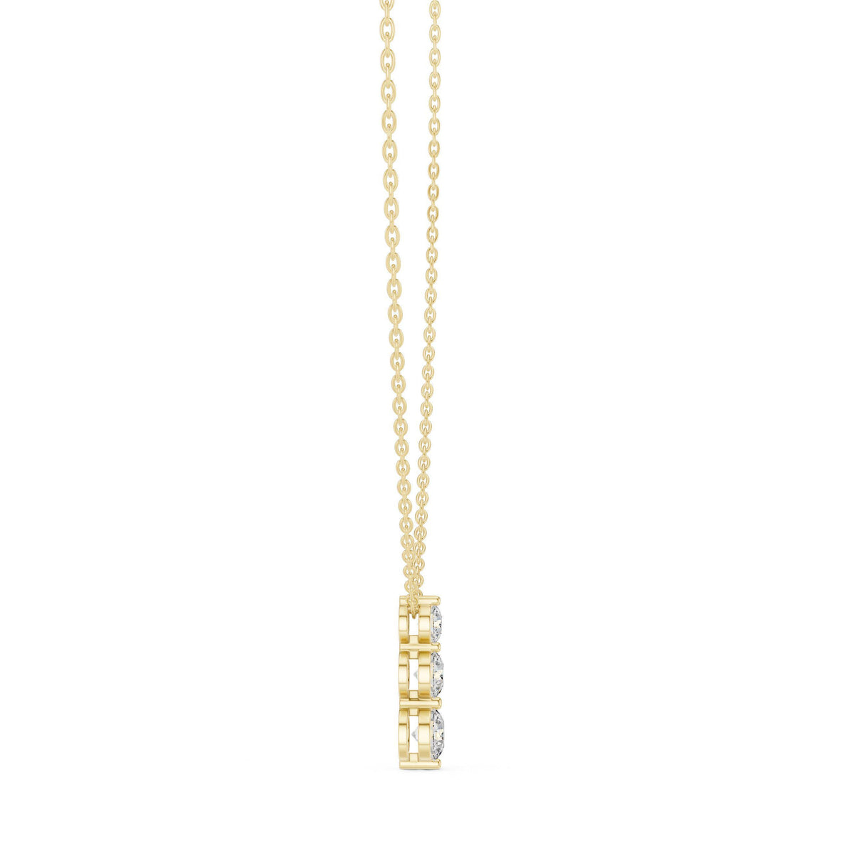 Round Moissanite Two-Stone Vertical Drop Necklace – 925 Sterling Silver, 18K Gold Vermeil