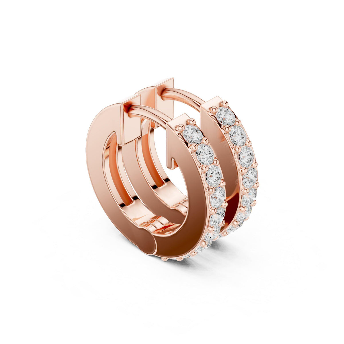 Moissanite Pavé Double-Row Hoop Earrings – 925 Sterling Silver, 18K Gold Vermeil