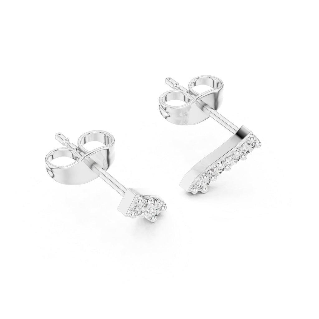 Moissanite Curved Bar Stud Earrings – 925 Sterling Silver, 18K Gold Vermeil