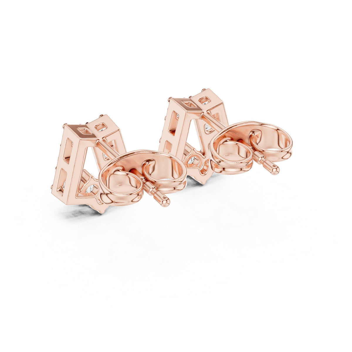 Moissanite Pavé Pentagon Stud Earrings – 925 Sterling Silver, 18K Gold Vermeil