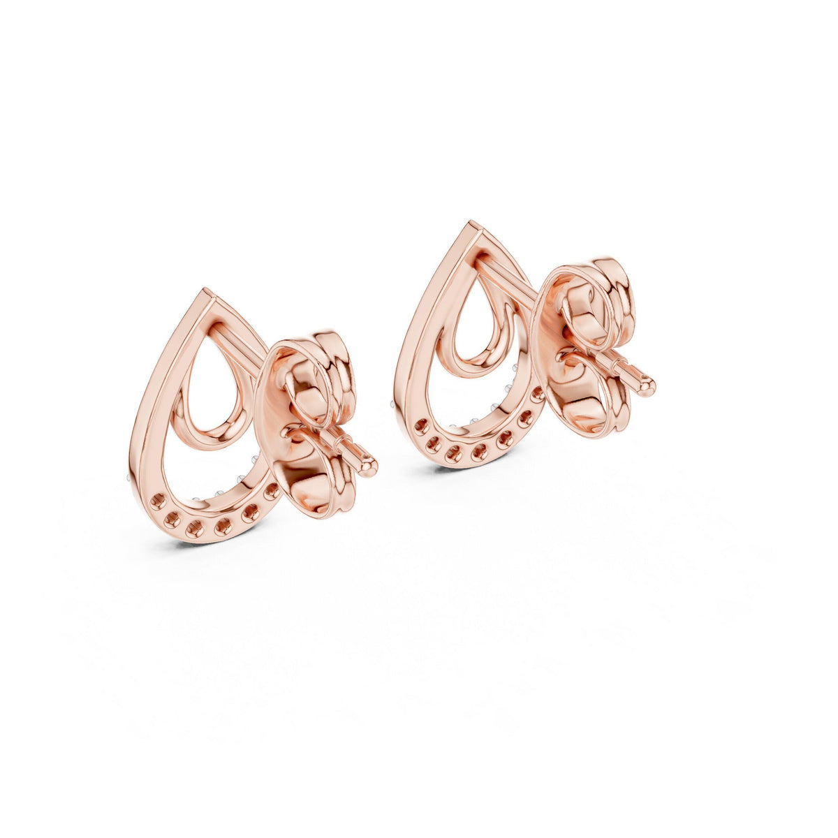 Moissanite Pavé Double Teardrop Stud Earrings – 925 Sterling Silver, 18K Gold Vermeil