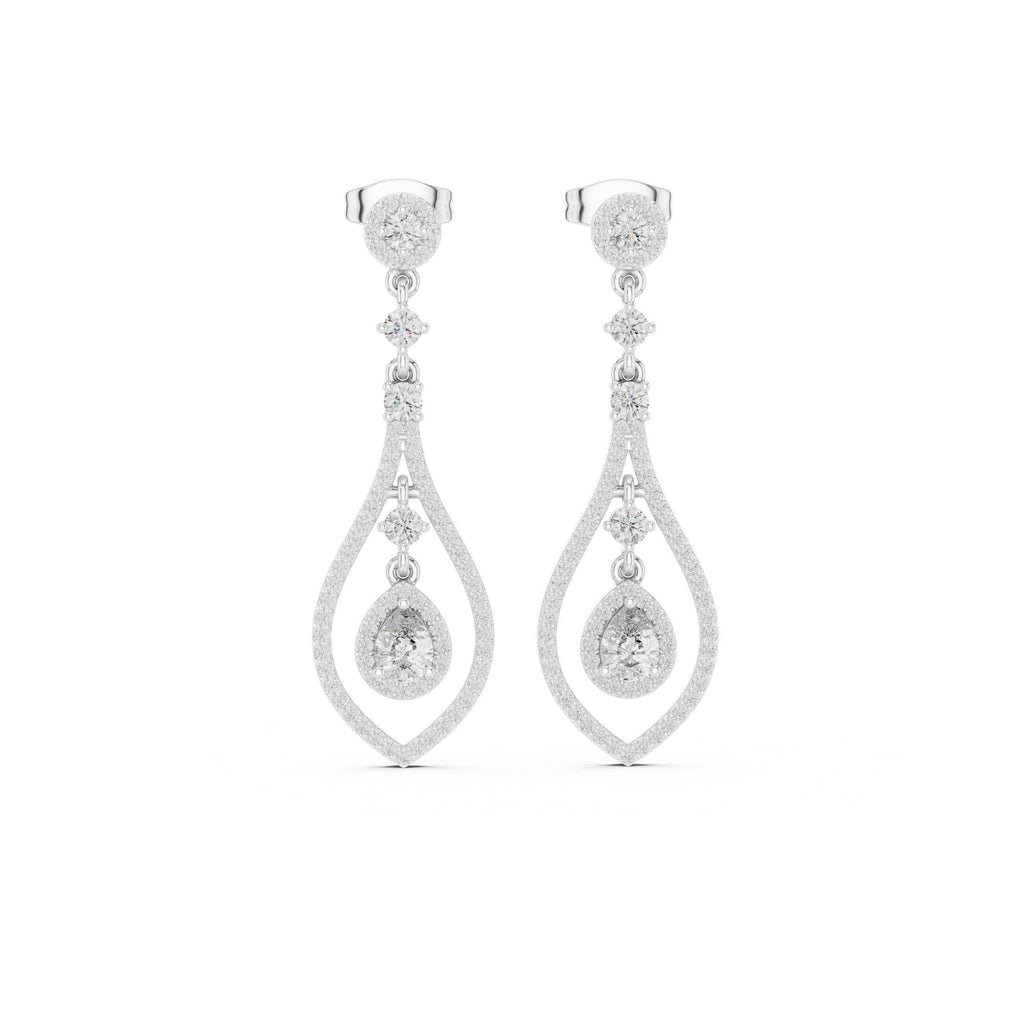 Pear Moissanite Open Teardrop Chandelier Earrings – 925 Sterling Silver, 18K Gold Vermeil