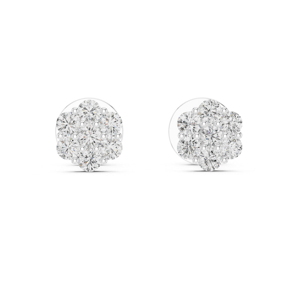 Moissanite Flower Cluster Stud Earrings – 925 Sterling Silver, 18K Gold Vermeil