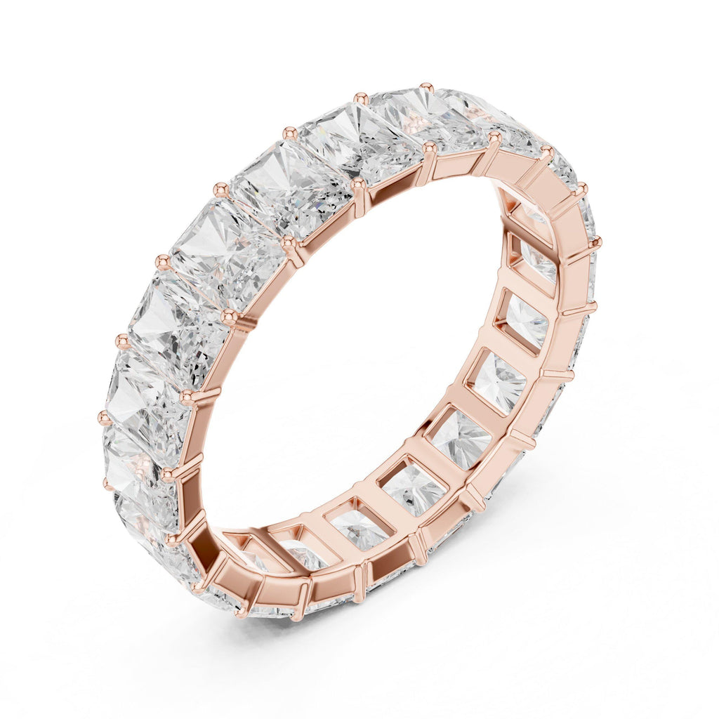 Men's Emerald-Cut Moissanite Eternity Band – 925 Sterling Silver, 18K Gold Vermeil