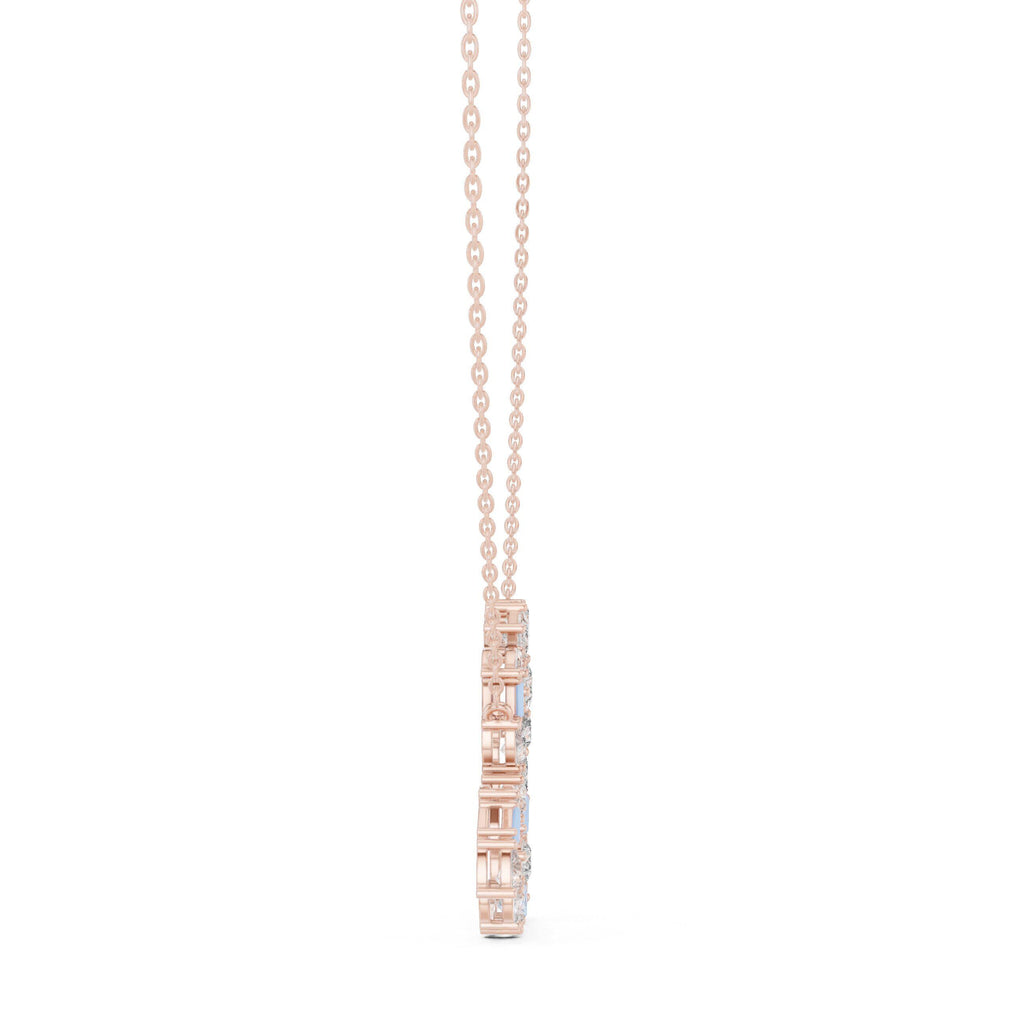Pear & Baguette Moissanite V Necklace – 925 Sterling Silver, 18K Gold Vermeil