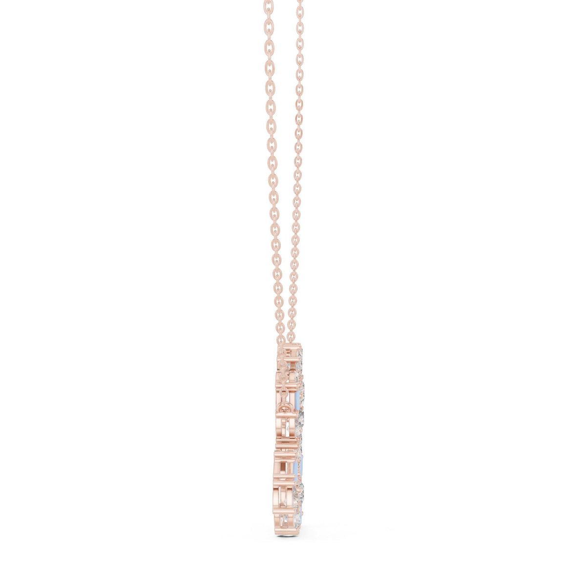 Pear & Baguette Moissanite V Necklace – 925 Sterling Silver, 18K Gold Vermeil