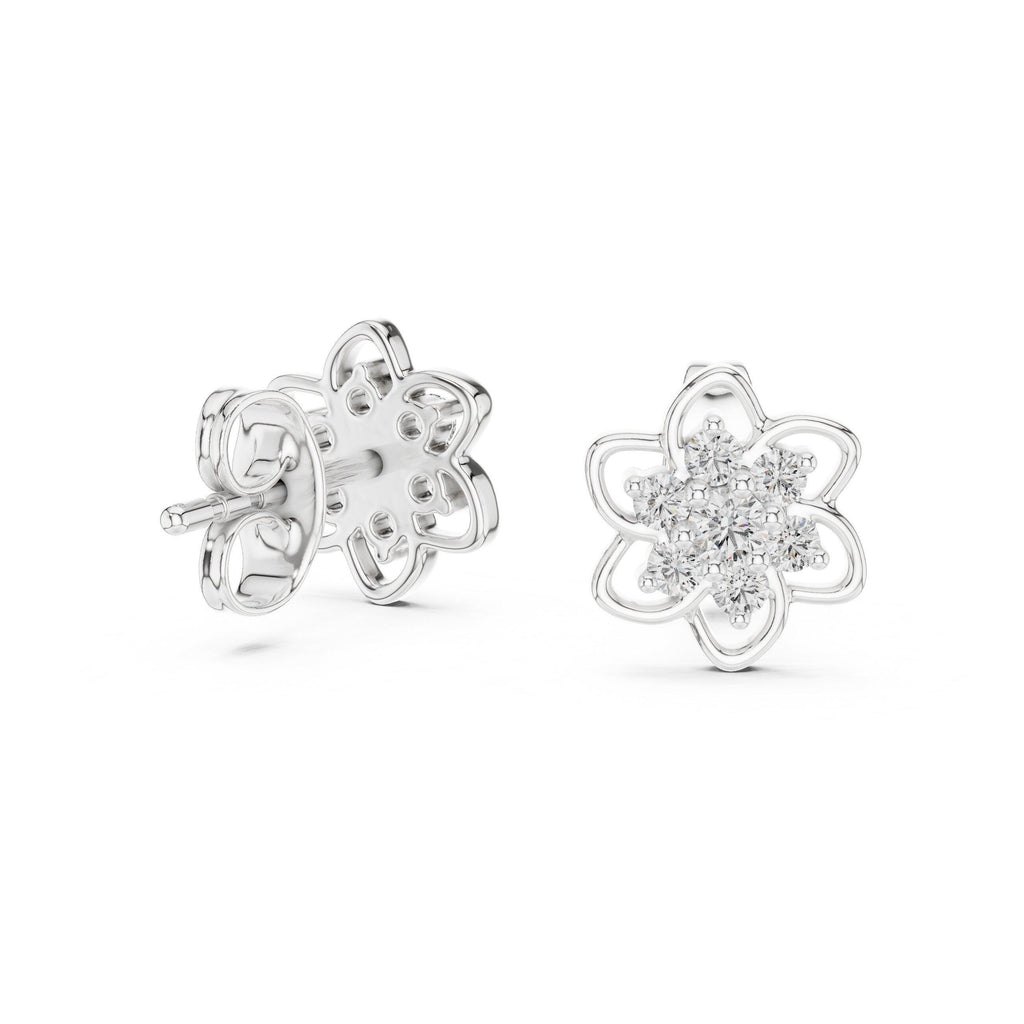 Moissanite Open Flower Cluster Stud Earrings – 925 Sterling Silver, 18K Gold Vermeil
