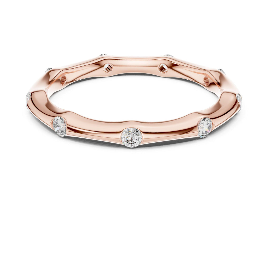 Station-Set Moissanite Stackable Band – 925 Sterling Silver, 18K Gold Vermeil