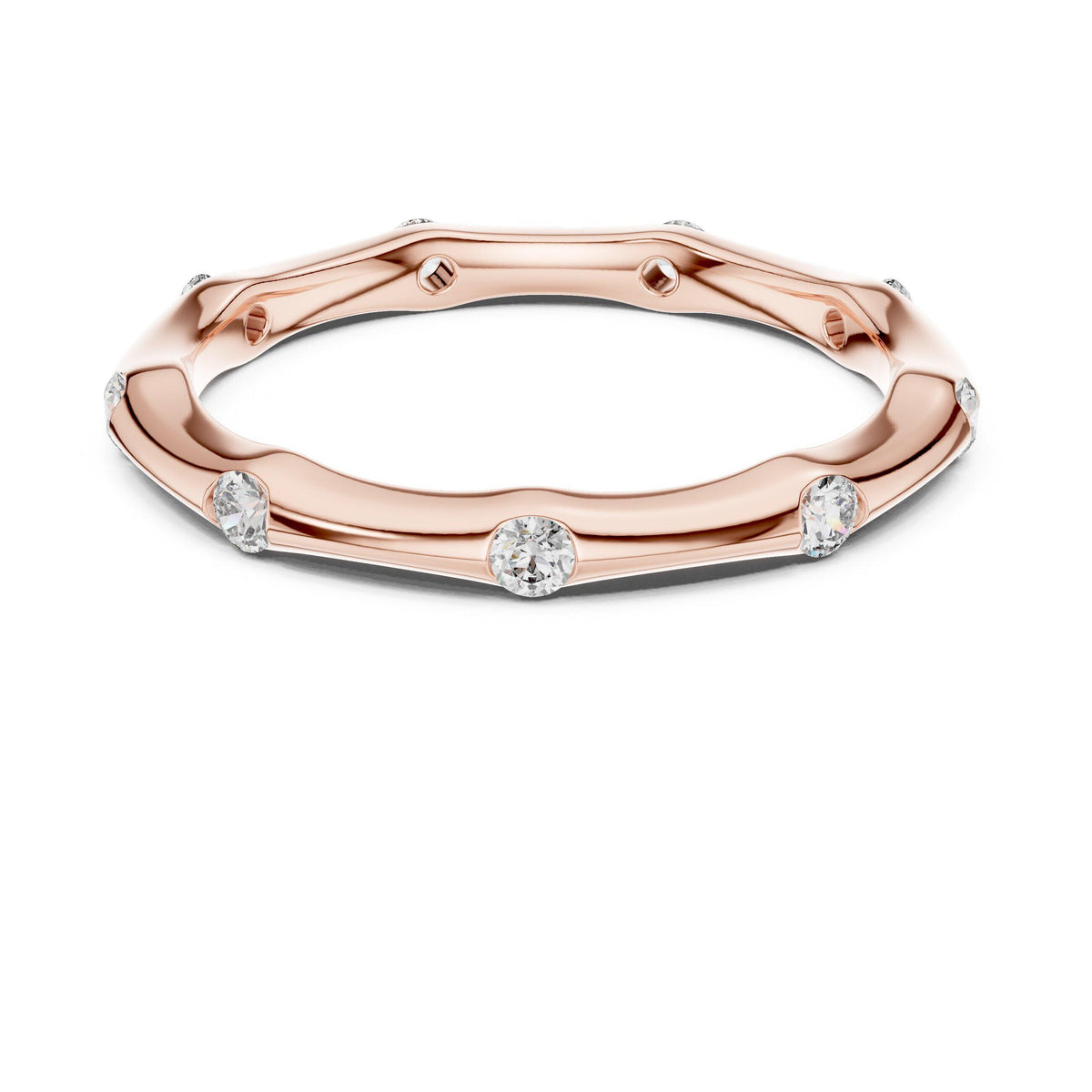 Station-Set Moissanite Stackable Band – 925 Sterling Silver, 18K Gold Vermeil