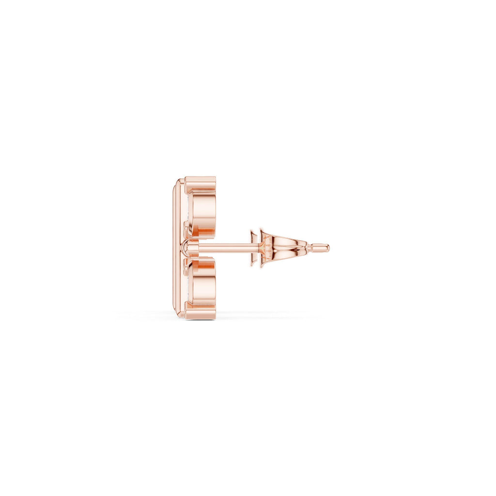 Round Moissanite Four-Square Stud Earrings – 925 Sterling Silver, 18K Gold Vermeil