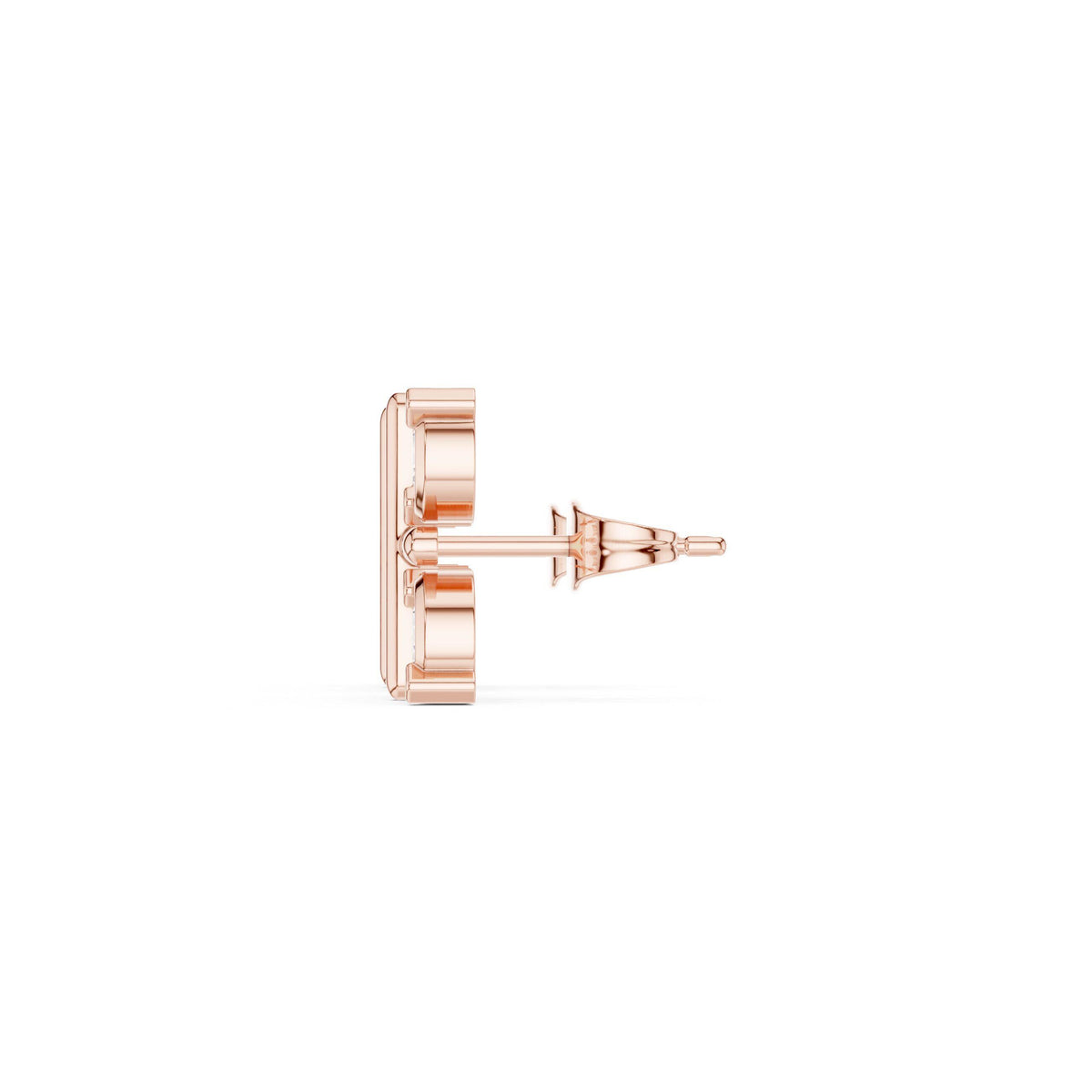 Round Moissanite Four-Square Stud Earrings – 925 Sterling Silver, 18K Gold Vermeil
