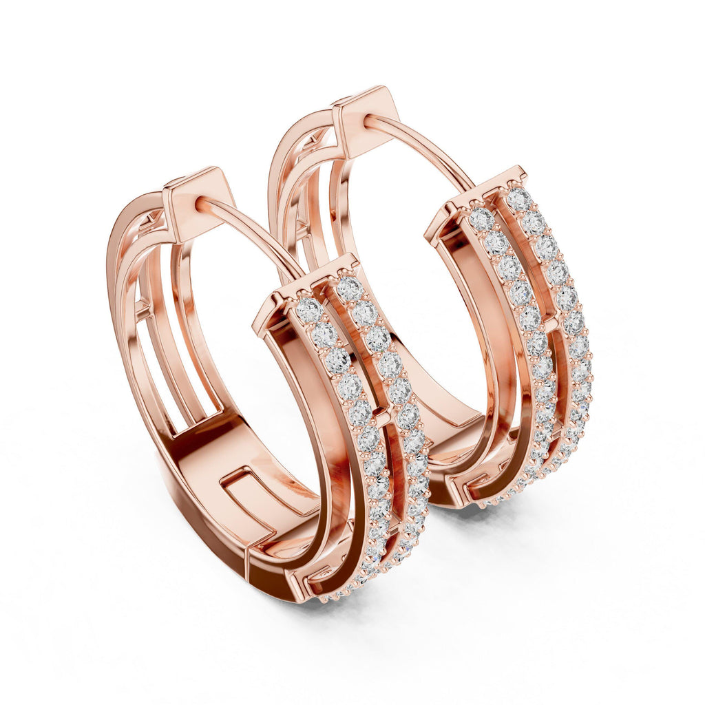 Moissanite Pavé Split Huggie Hoop Earrings – 925 Sterling Silver, 18K Gold Vermeil