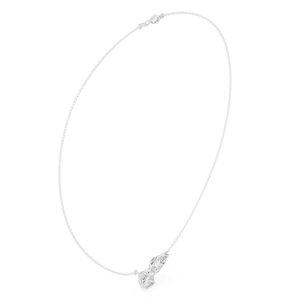 Pear & Marquise Moissanite Leaf Necklace – 925 Sterling Silver, 18K Gold Vermeil