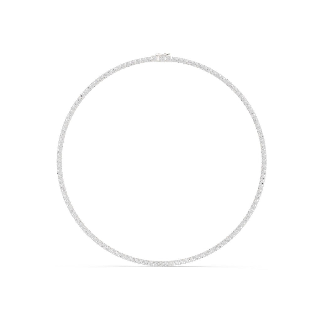 Classic Round Moissanite Tennis Necklace – 925 Sterling Silver, 18K Gold Vermeil